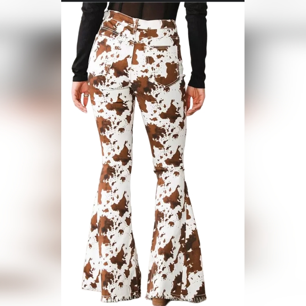 Size M Saints & Hearts Cowprint Western High Rise Jeans